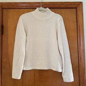 Orvis Cream Cashmere & Cotton Turtleneck Sweater